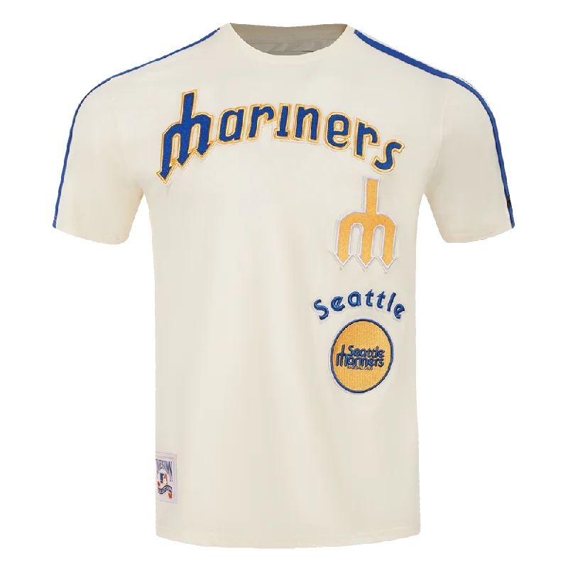 MLB SEATTLE MARINERS RETRO CLASSIC MEN'S STRIPED TOP V2 (EGGSHELL/ROYAL BLUE)