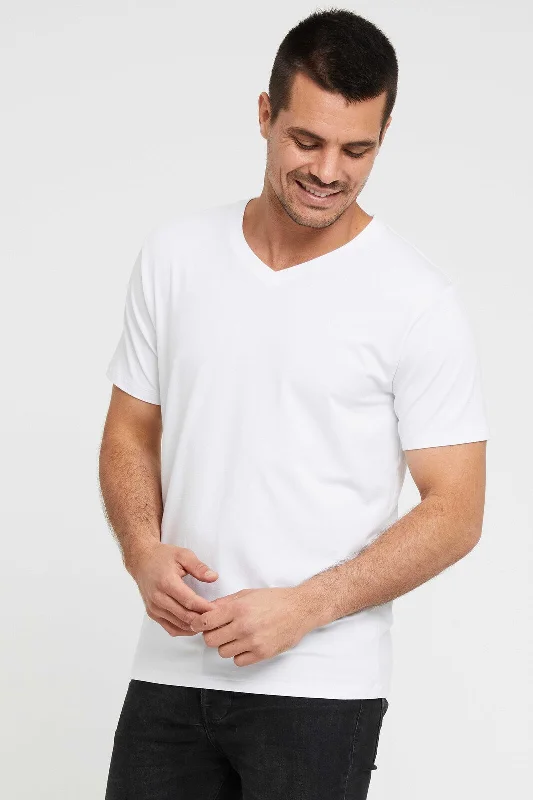 Men's V Neck Tee - White