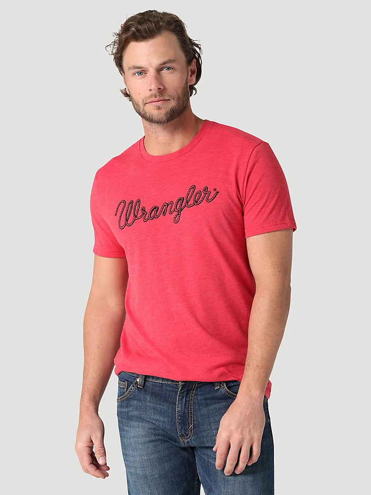 MEN'S WRANGLER® ROPE LOGO T-SHIRT IN RED HEATHER