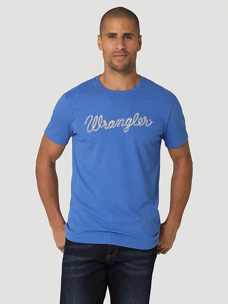 MEN'S WRANGLER® ROPE LOGO T-SHIRT IN ROYAL BLUE HEATHER