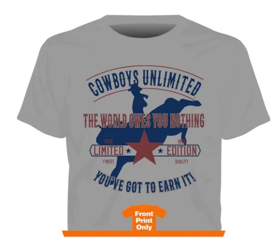 "Owes Nothing" Cowboys Unlimited Adult T-Shirt