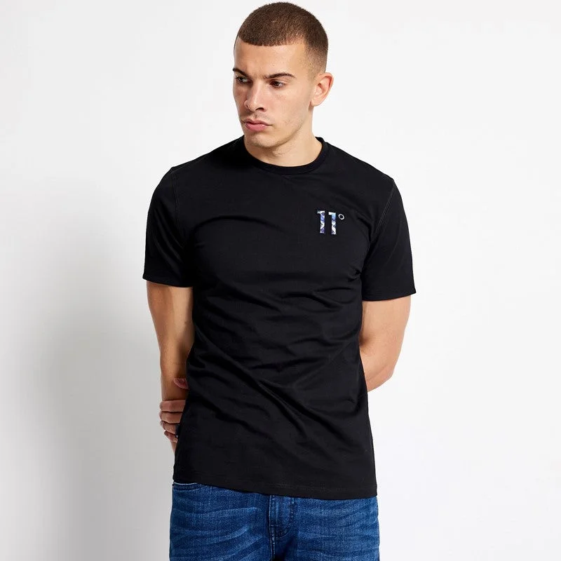 Printed Sleeve Cuff Logo T-Shirt - Black / Aztec AOP