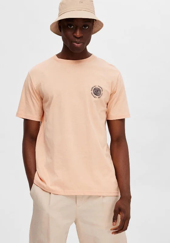 Selected Homme Joss Embroidered T-Shirt, Pink Sand