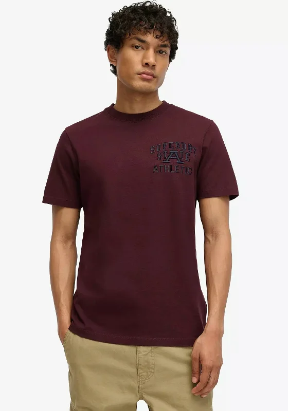 Superdry Embroidered Superstate Logo T-Shirt, Rich Deep Burgundy