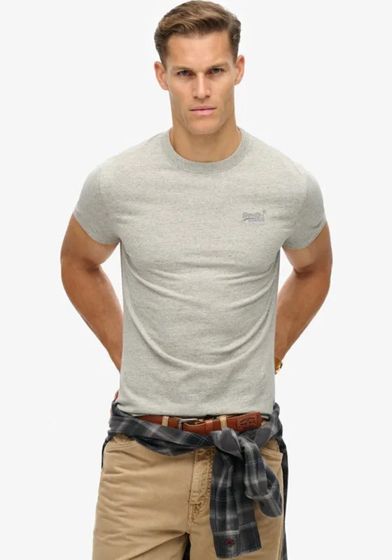 Superdry Essential Embroidered Logo T-Shirt, Grey Fleck Marl