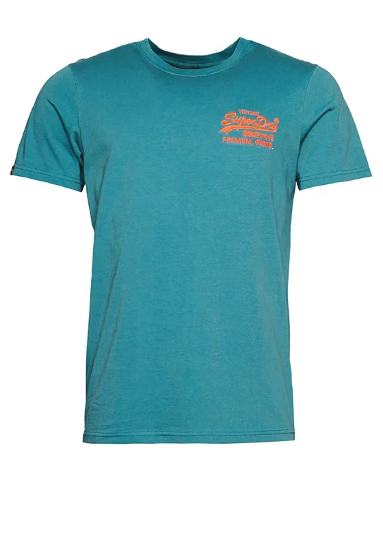 Superdry Vintage Neon Logo T-Shirt, Hydro Blue