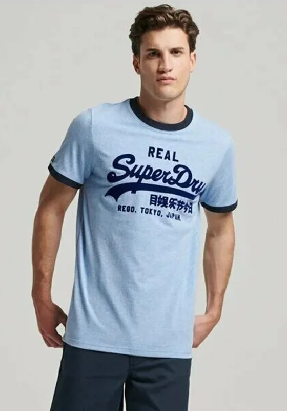 Superdry Tonal Vintage Logo T-Shirt, Halifax Blue & Eclipse Navy