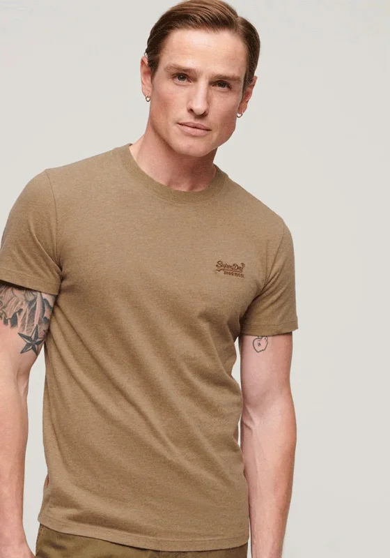 Superdry Vintage Logo Embroidered T-Shirt, Buck Tan Brown