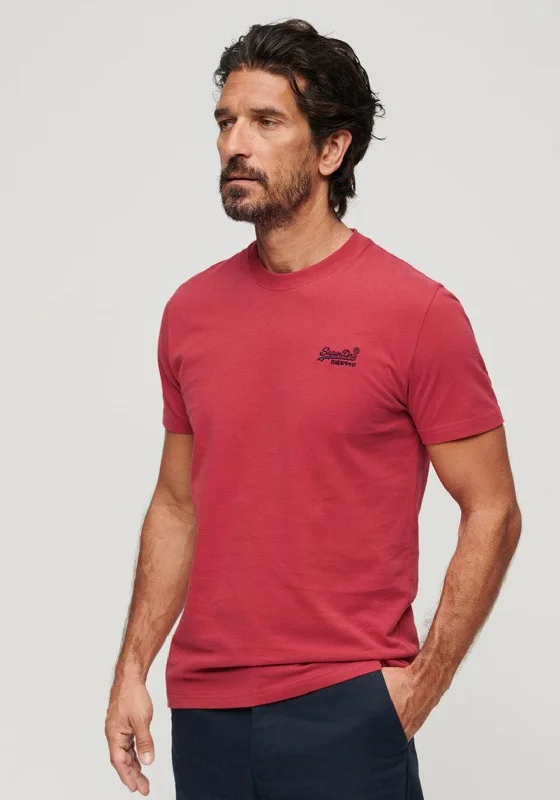 Superdry Essential Logo Embroidered T-Shirt, Cranberry Crush Red