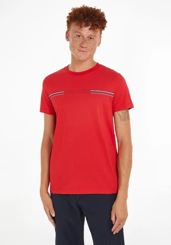 Tommy Hilfiger Stripe Chest T-Shirt, Primary Red