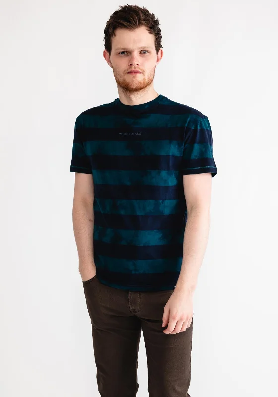 Tommy Jeans Stripe Overdyed T-Shirt, Green & Navy