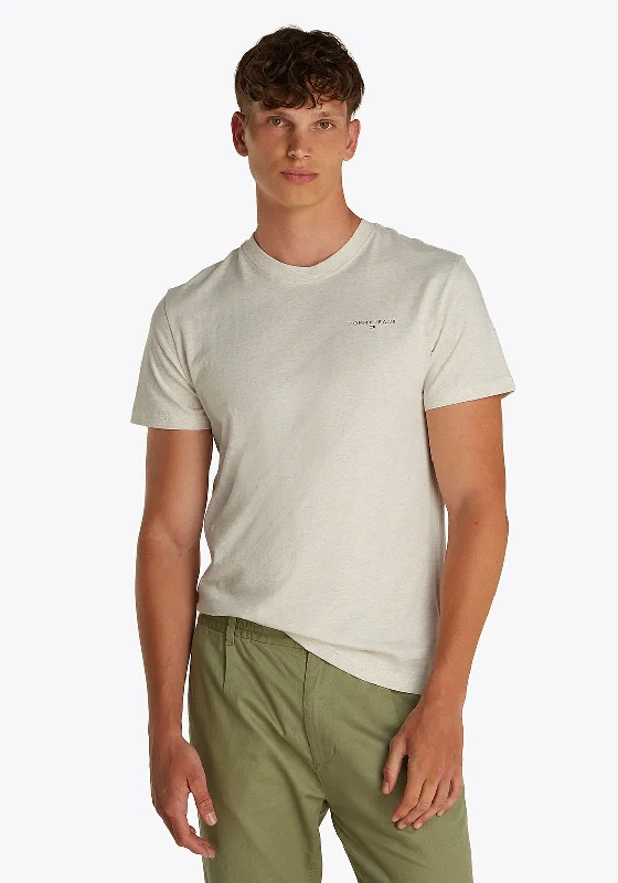 Tommy Jeans Linear Chest Logo T-Shirt, Beige Heather