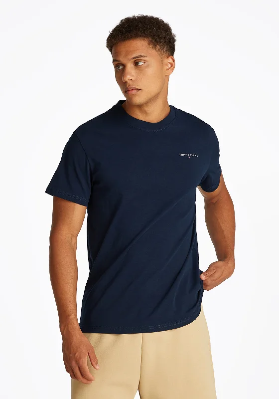 Tommy Jeans Linear Chest Logo T-Shirt, Dark Night Navy