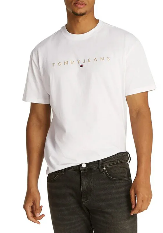 Tommy Jeans Linear Gold Logo T-Shirt, White