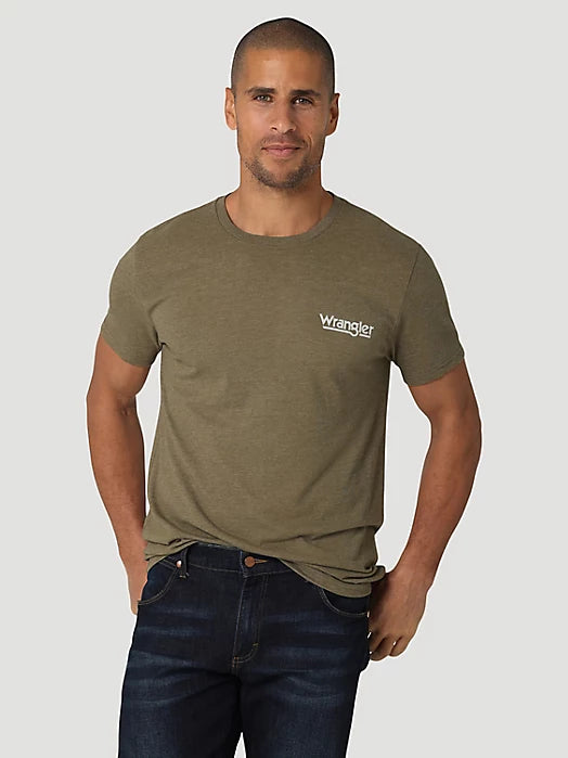 WRANGLER® ORIGINAL DENIM CO T-SHIRT IN BURNT OLIVE HEATHER