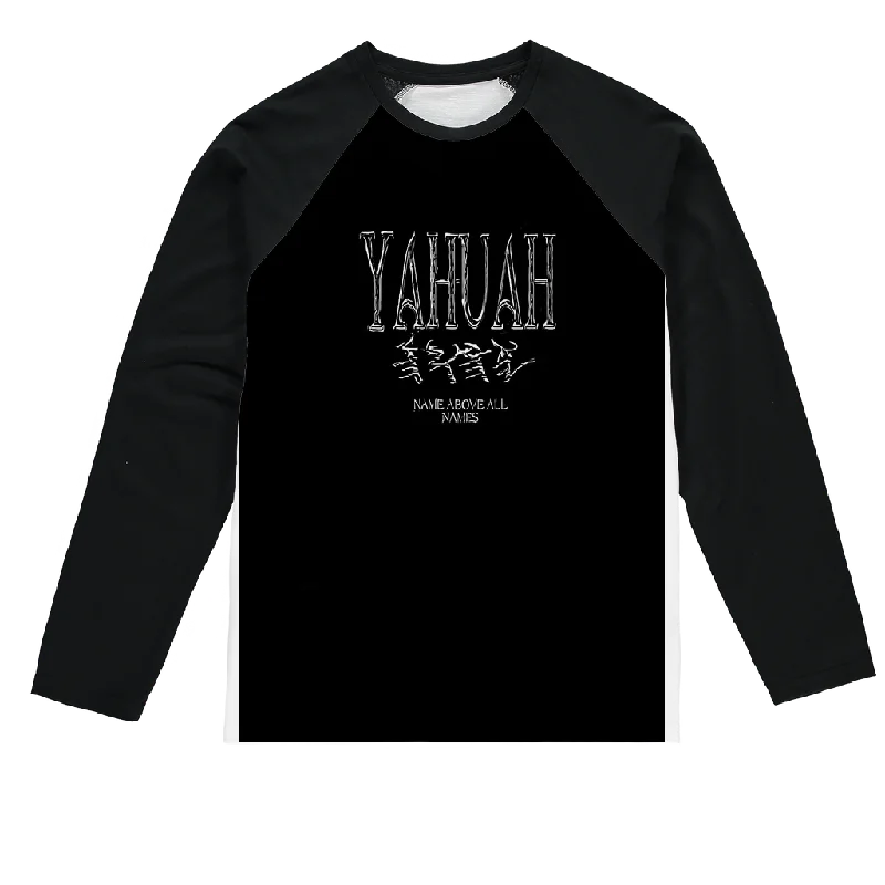 Yahuah-Name Above All Names 01-01 Designer Sublimation Raglan Long Sleeve Unisex T-shirt