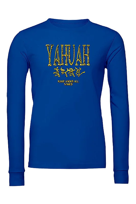 Yahuah-Name Above All Names 01-02 Designer Bella + Canvas Jersey Long Sleeve Unisex T-shirt (5 Colors)